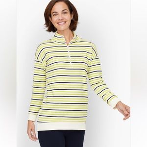 Talbots Stripped classic French‎ Terry Half Zip Pullover. Size L (959)